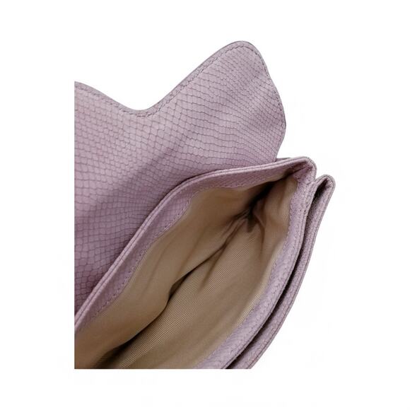 TALBOTS Soft Lilac Gray Leather Clutch Snake Texture Emboss - Picture 6 of 7